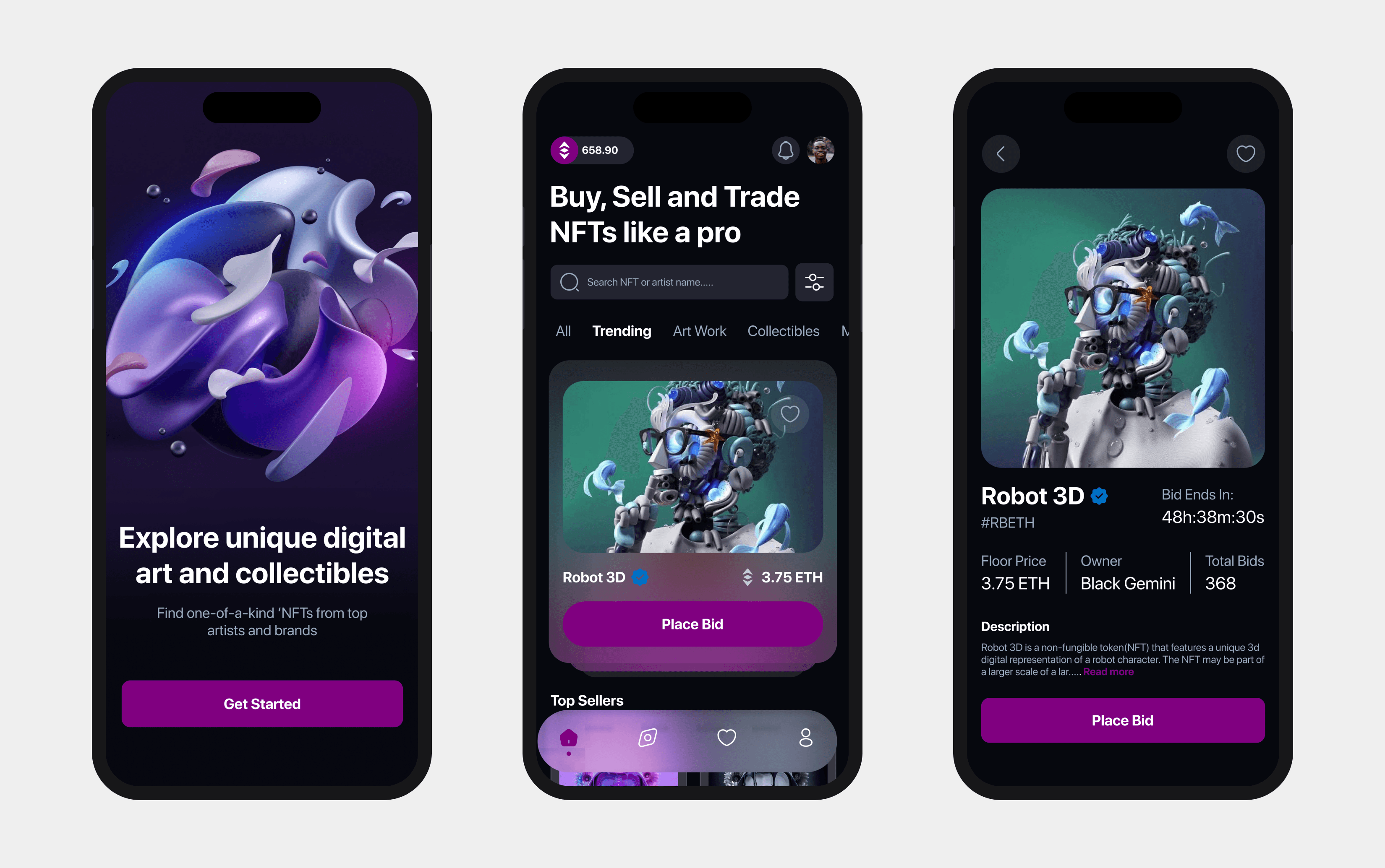 Digital art and collectibles marketplace app